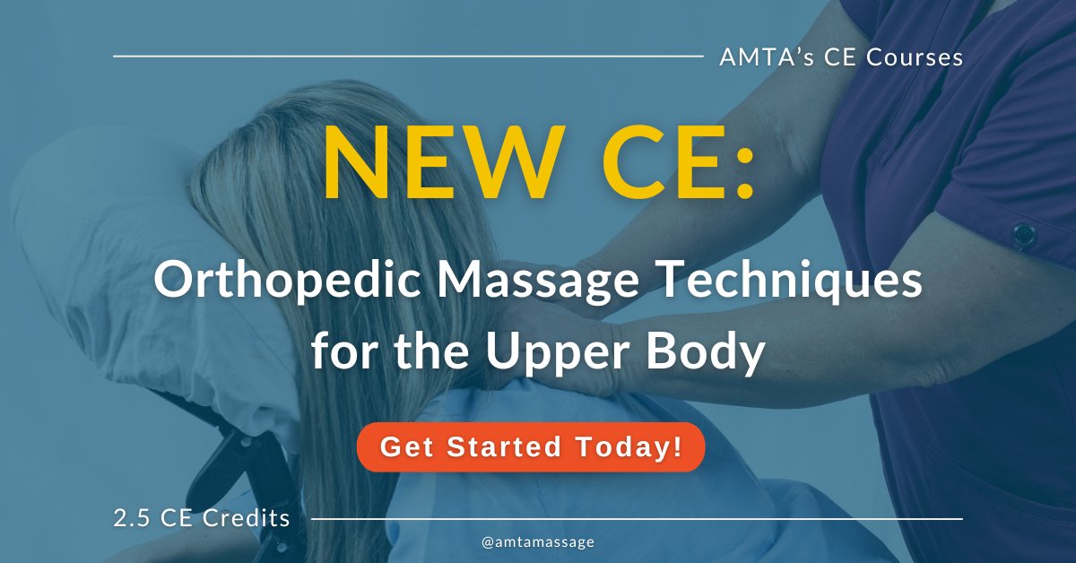 Enhance your orthopedic massage skills with AMTA’s new course, Orthopedic Massage Techniques for the Upper Body! Gain a comprehensive understanding of the joints, muscles, and nerves, and how they can contribute to dysfunction and pain. Get started today: bit.ly/3VAW0J2