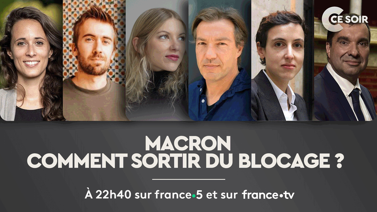 ⏰ 22h40 sur <a href="/FranceTV/">France tv</a>
Avec :
📌<a href="/Clemence_Guette/">Clémence Guetté</a> Députée LFI du Val-de-Marne
📌<a href="/hadrienmathoux/">Hadrien Mathoux</a> de <a href="/MarianneleMag/">Marianne</a> 
📌<a href="/BlancheLeridon/">Blanche Leridon</a> de <a href="/i_montaigne/">Institut Montaigne</a> 
📌Nicolas Roussellier, Historien
📌<a href="/AgatheCage/">Agathe Cage</a> Docteure en science politique
📌@_richardramos Député Modem du Loiret