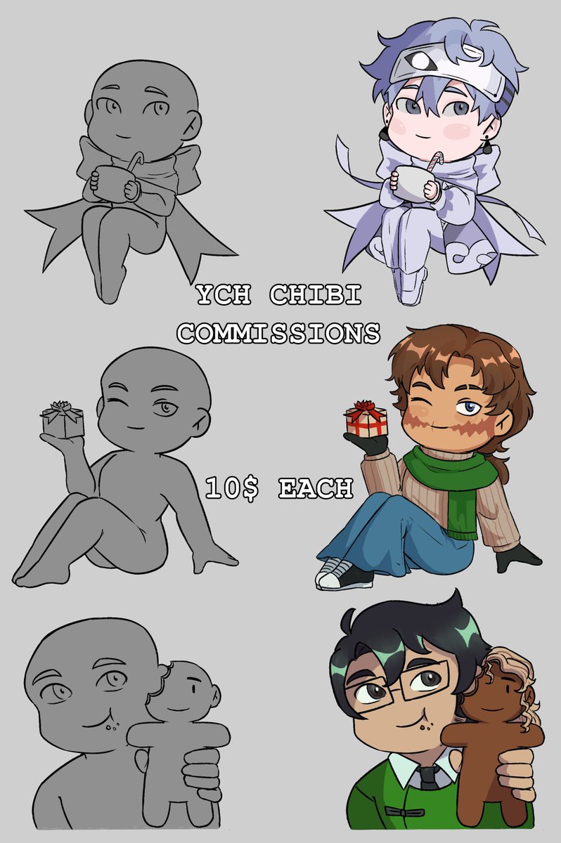Now offering some more little chibis available for comms

#YCH | #YCHCommissions | #Chibis
