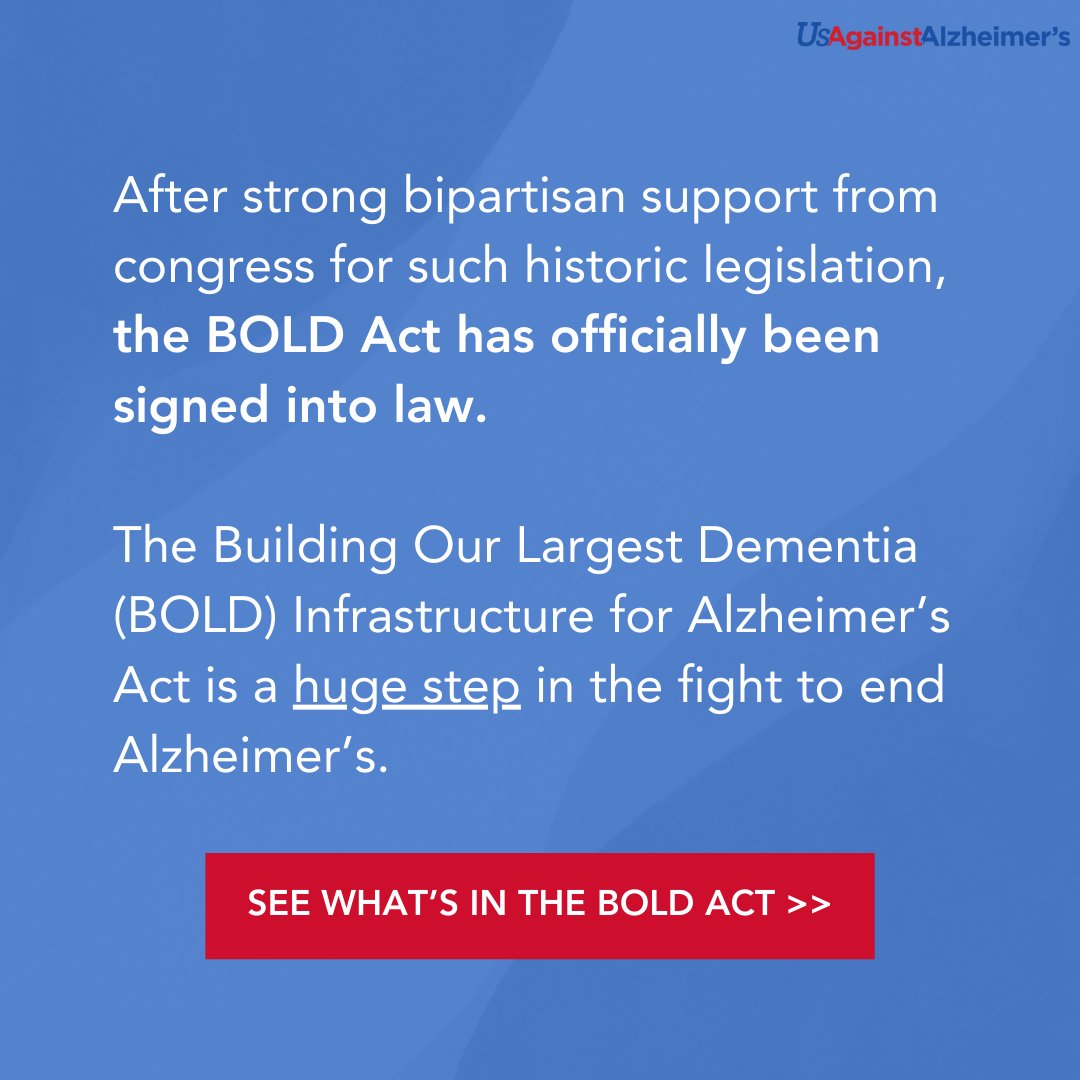 UsAgainstAlz's tweet photo. Here's what the BOLD Act will mean for the millions of Americans living with Alzheimer's and their loved ones. https://t.co/CB4O5uUCn8