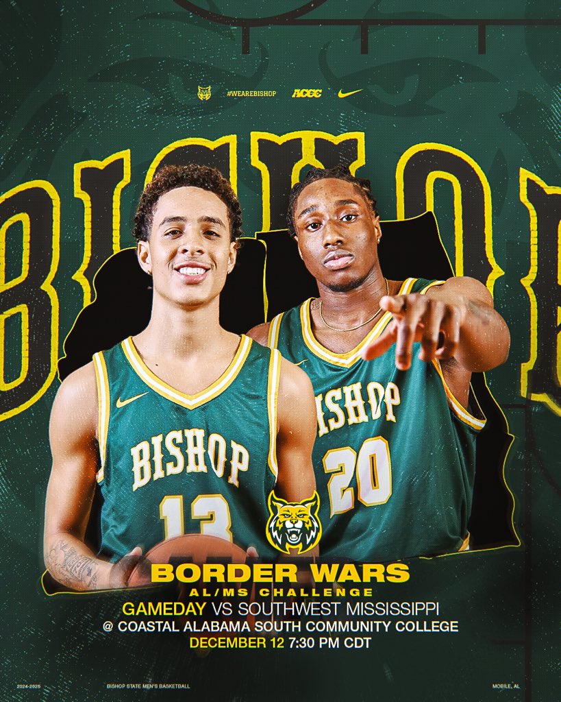 Game Day‼️ 😼

🆚 Southwest Mississippi
📍 Bay Minette, AL (Neutral)
⌚️ Men Only (7:30 PM)
🖥 Watch Live: jockjive.com

#CampgroundCats😼🟢🟡🏀
