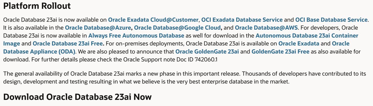 bch_t's tweet photo. Updated 23ai availability for various platforms:

https://t.co/AJxxhq0Rsu

#Oracle #23ai #database https://t.co/YxIdTflgyl