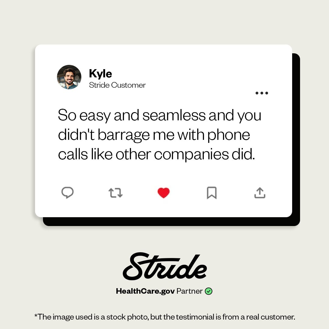 Stride (@stridehealth) on Twitter photo Ditch the hard-to-navigate sites and annoying spam calls and apply for your 2025 health plan today with Stride. ✨
Time's running out to get a plan that starts January 1, 2025! Get started here for free: stridehealth.com/shop/location Ditch the hard-to-navigate sites and annoying spam calls and apply for your 2025 health plan today with Stride. ✨
Time's running out to get a plan that starts January 1, 2025! Get started here for free: stridehealth.com/shop/location