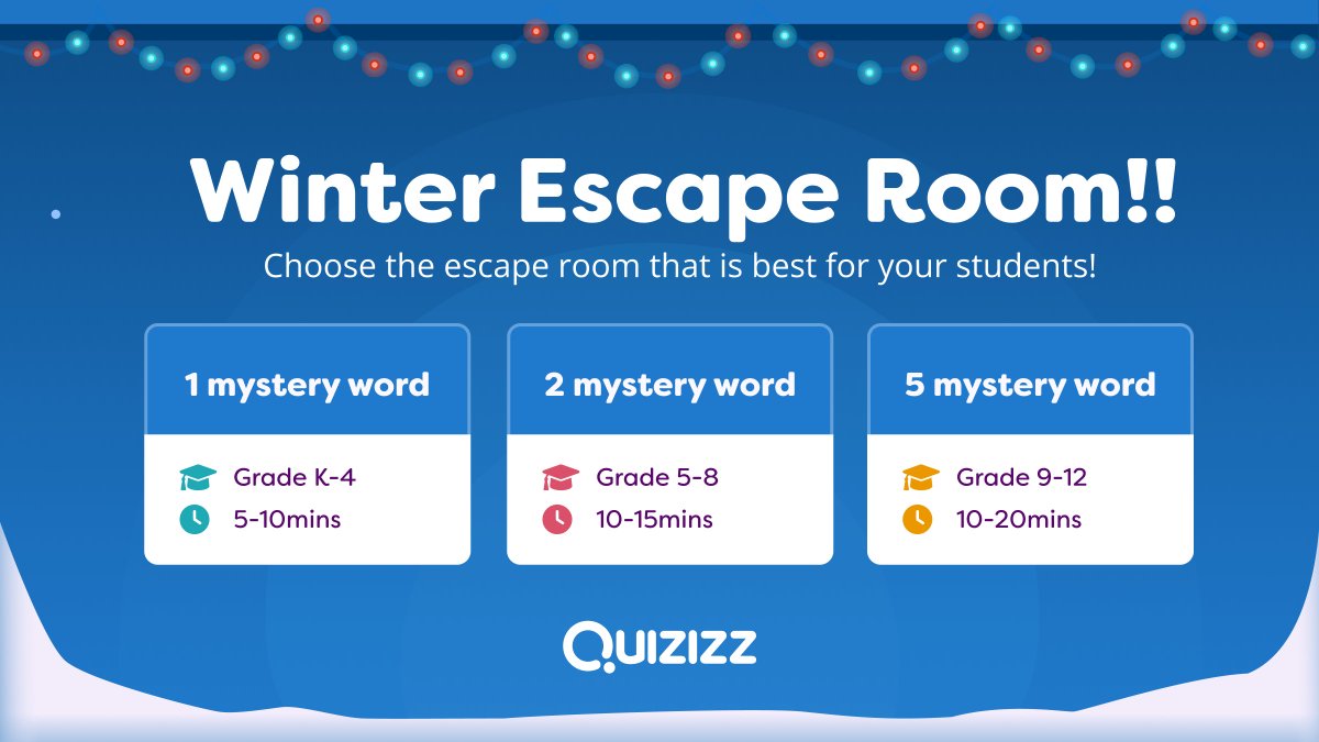Don't scramble for activities before the break. Engage your class by turning any premade assessment into a joyous Winter Escape Room. We got you. ❄️ 

Here's the ready-to-go link for everything you need, including a how-to guide:
ow.ly/6lUZ50UieTs