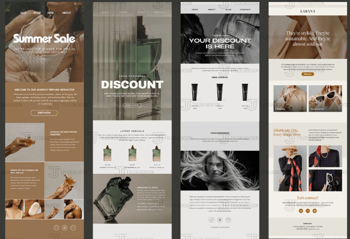 tylerjackson92's tweet image. Here&apos;s a sneak peek at a series of stunning newsletters I designed for my client, bringing their brand&apos;s essence to life through elegant layouts and engaging content. Perfectly tailored to deliver style, value, and impact straight to their audience’s inbox!

Let me know what you…