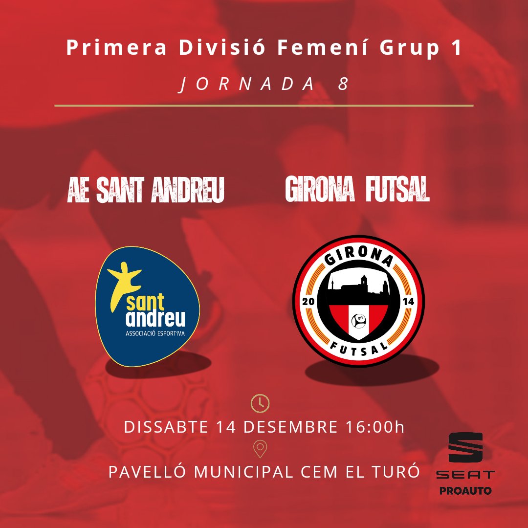 JORNADA 8 | SÈNIOR FEMENÍ 

📅 Dissabte 14 de desembre
📍Pavelló CEM Turó
⏱ 16h

Vine a animar el nostre equip!!!!

#futsalgirona #futsal #futsal⚽️ #futbolsala #futbolsalacatala #futbolsalacatalunya #girona #orgullgironí #culturadelesforç