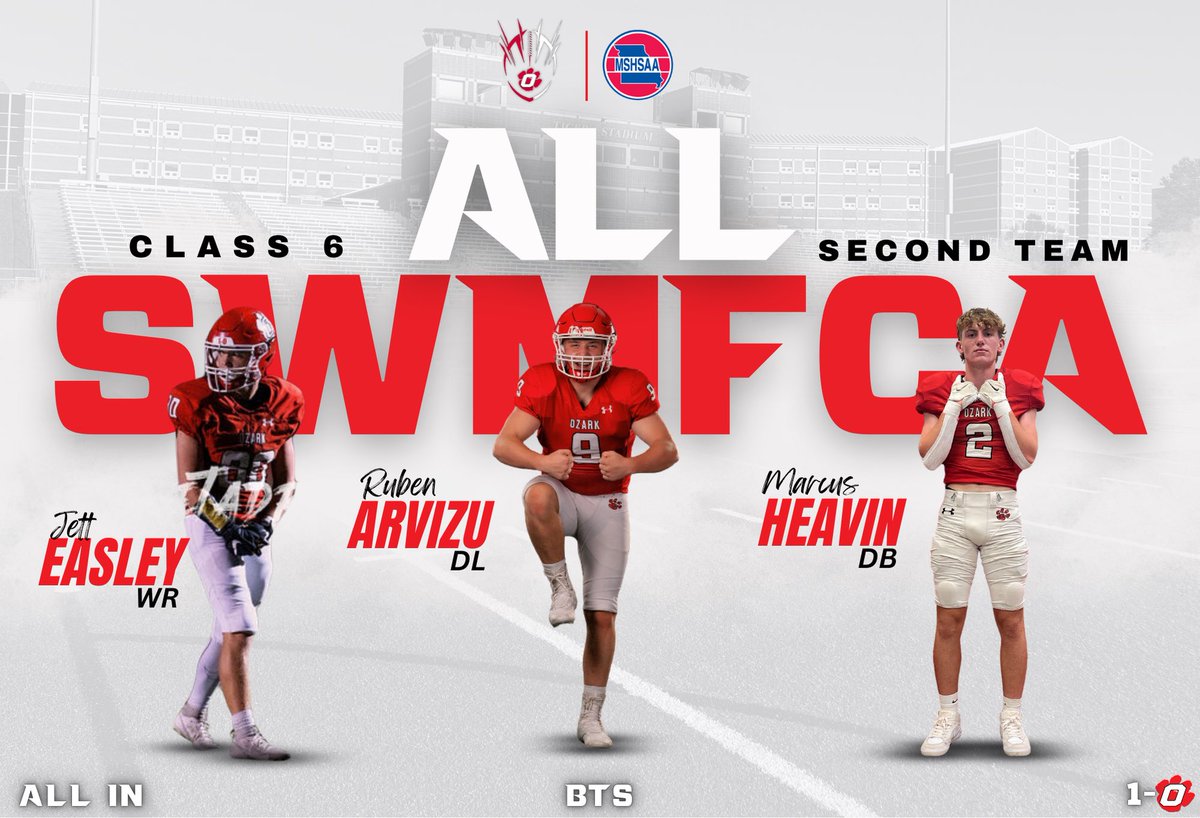 OzarkTigersFB (@ozarktigersfb) on Twitter photo Congrats to our Class 6 SWMFCA selections!!!
<a href="/Clark2025Sam/">Sam Clark</a> <a href="/ParkerElliott44/">Parker Elliott</a> <a href="/jett_easley/">Jett Easley</a> <a href="/RubenArvizu61/">Ruben Arvizu</a> Marcus Heavin
<a href="/OzarkTigers/">Ozark Schools</a> <a href="/OzarkHS/">Ozark Tigers</a> <a href="/Ozarkfb_recruit/">Ozark Tigers Football Recruiting</a> Congrats to our Class 6 SWMFCA selections!!!
<a href="/Clark2025Sam/">Sam Clark</a> <a href="/ParkerElliott44/">Parker Elliott</a> <a href="/jett_easley/">Jett Easley</a> <a href="/RubenArvizu61/">Ruben Arvizu</a> Marcus Heavin
<a href="/OzarkTigers/">Ozark Schools</a> <a href="/OzarkHS/">Ozark Tigers</a> <a href="/Ozarkfb_recruit/">Ozark Tigers Football Recruiting</a>