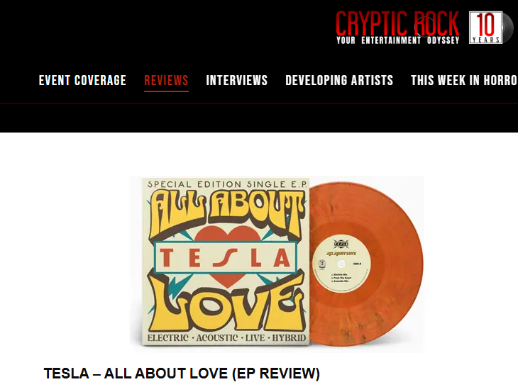 TeslaBand's tweet photo. Thank you, Cryptic Rock, for the review of our EP "ALL ABOUT LOVE".
We appreciate it!
https://t.co/kxu4IDBnRz
#teslatheband #TeslaMusic #crypticrock #albumreview #allaboutlove