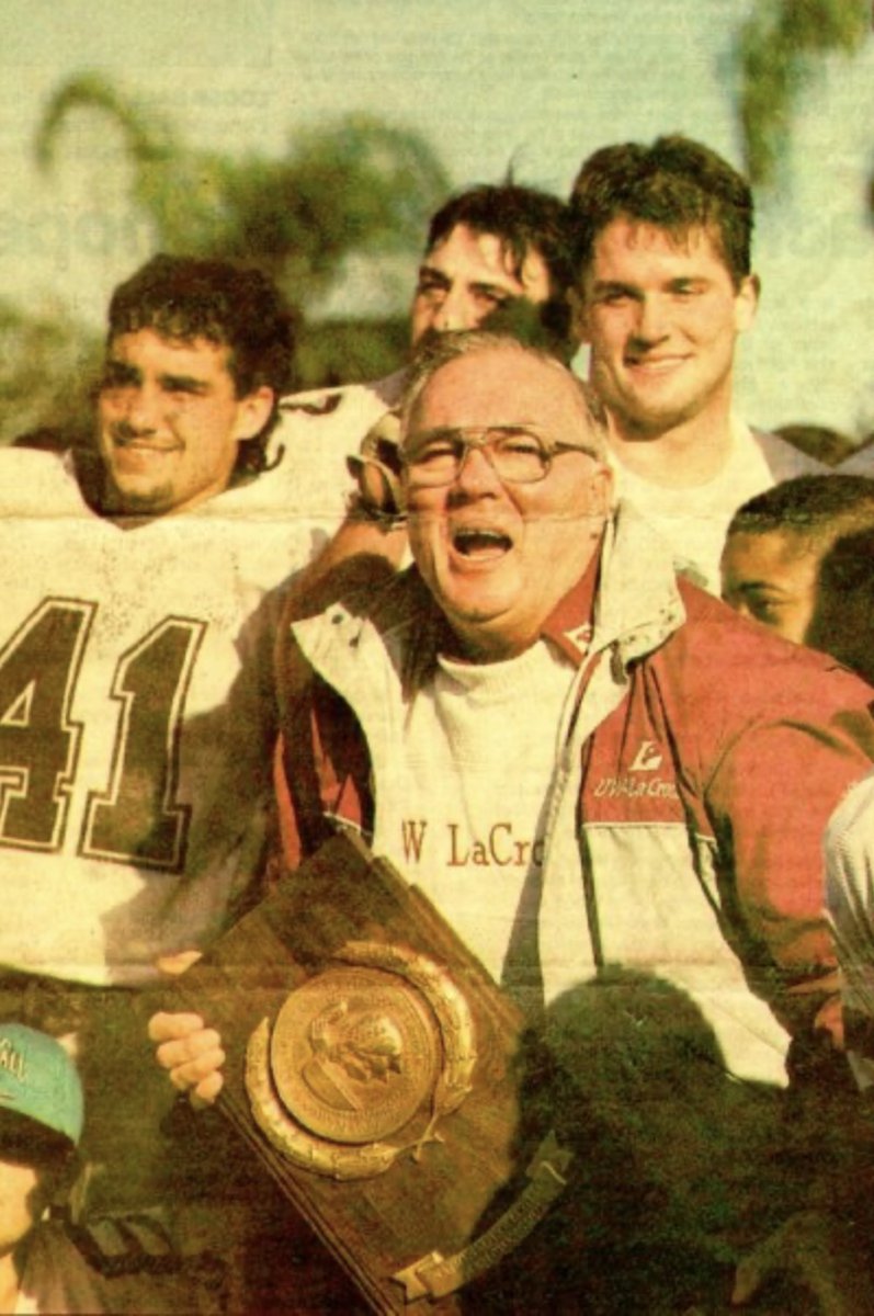 jeremyarichter's tweet photo. At precisely this hour 32 years ago, my @UWLEagleFB Brothers and I were the last team standing at the 1992 NCAA National Championship. I'm seen here behind Hall of Fame Coach Roger Harring. Few saw us coming that year but we won it all in the greatest Stagg Bowl game ever played. https://t.co/ttJuMr6gHa
