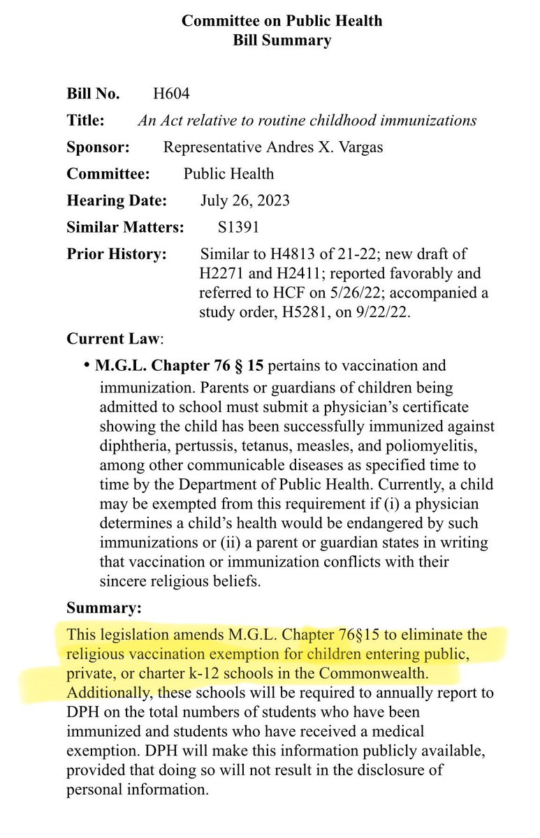 MarcTLombardo's tweet image. In the quiet of December, the MA Legislature is trying to end religious vax exemptions for K-12 children in public &amp;amp; private schools. This is outrageous. Call your legislators now!
@bostonherald @boston25 @HowieCarrShow @MassFiscal @massgop @GerryCallahan @JesseBWatters @FoxNews