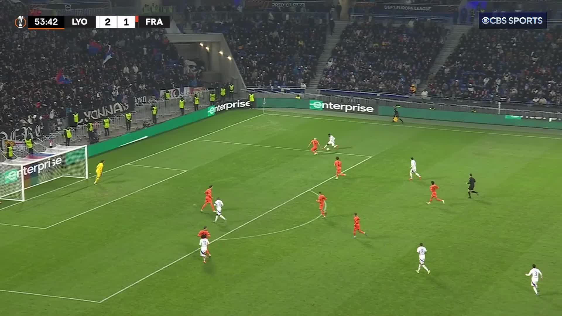 Look at the curl on that! 🤩Ernest Nuamah fires it home to extend Lyon's lead 😮‍💨