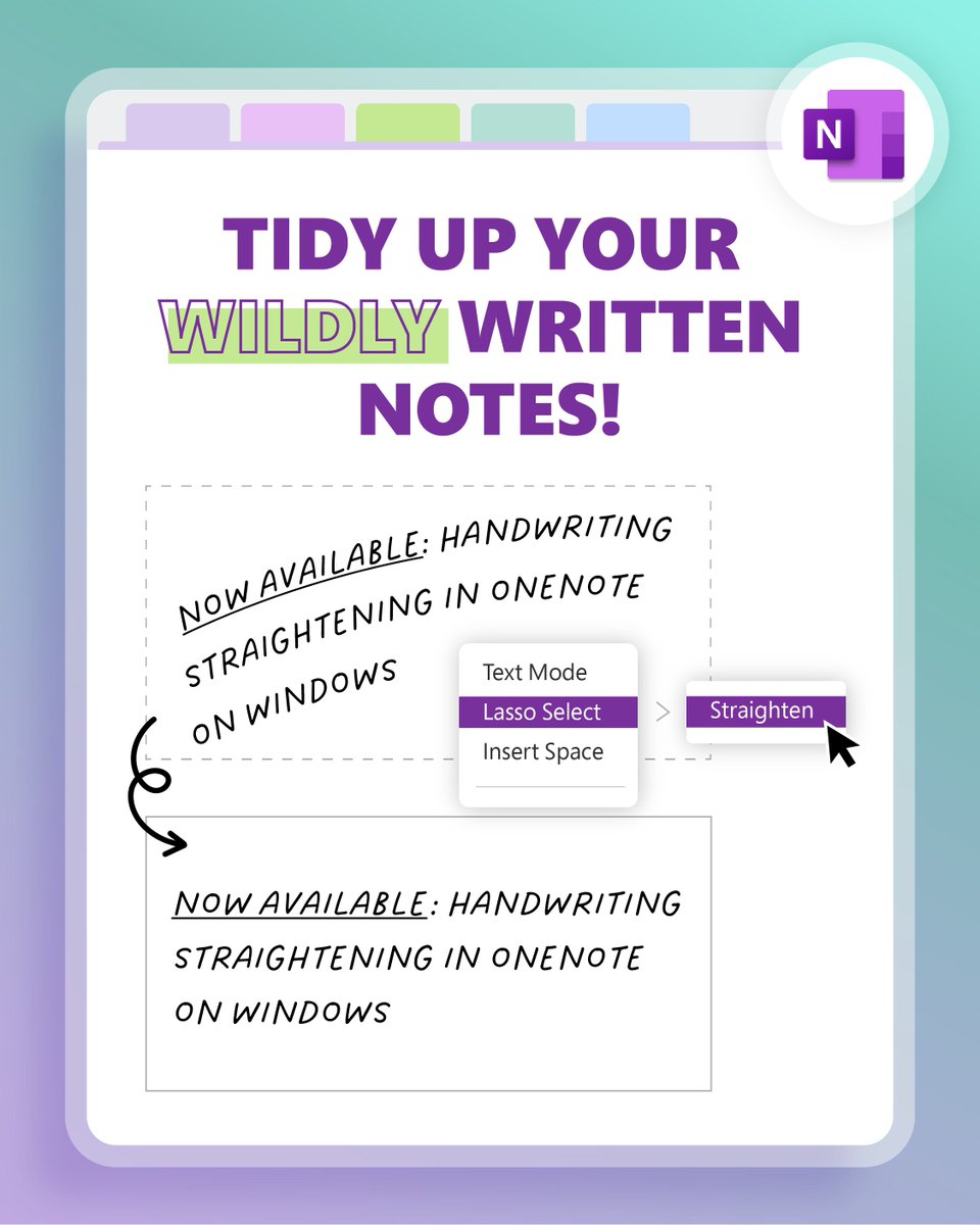 MicrosoftEDU's tweet image. Take notes the way you want in class with #OneNote on Windows, then use the new handwriting straightening tool to clean them up later. 
 
Learn how: msft.it/6010oPCrY 

#MicrosoftEDU