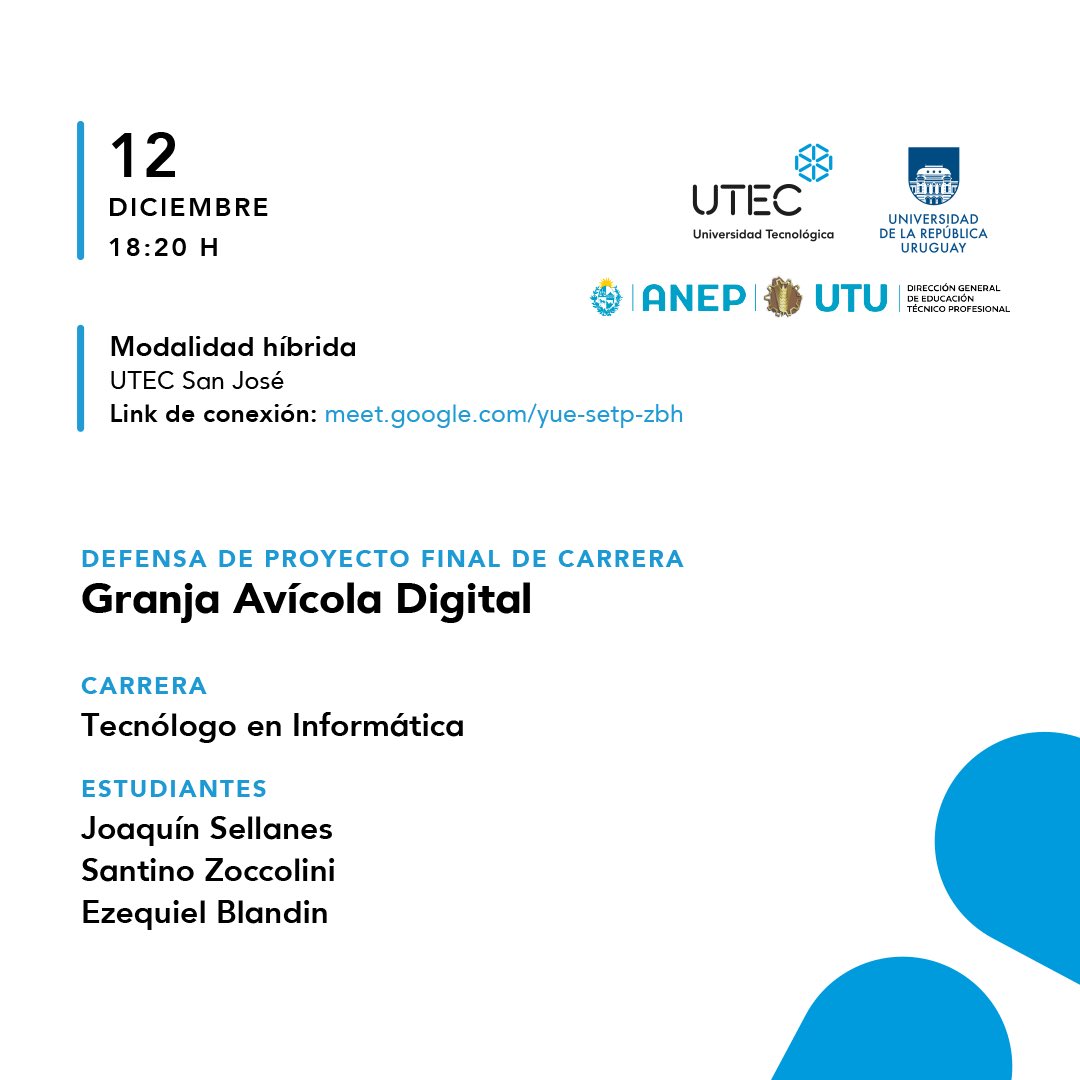 #Defensa de #Proyectos finales de #Carrera2024

#TISJ #UTEC #UdelaR #UTU #Tecnólogo #SanJose #UY