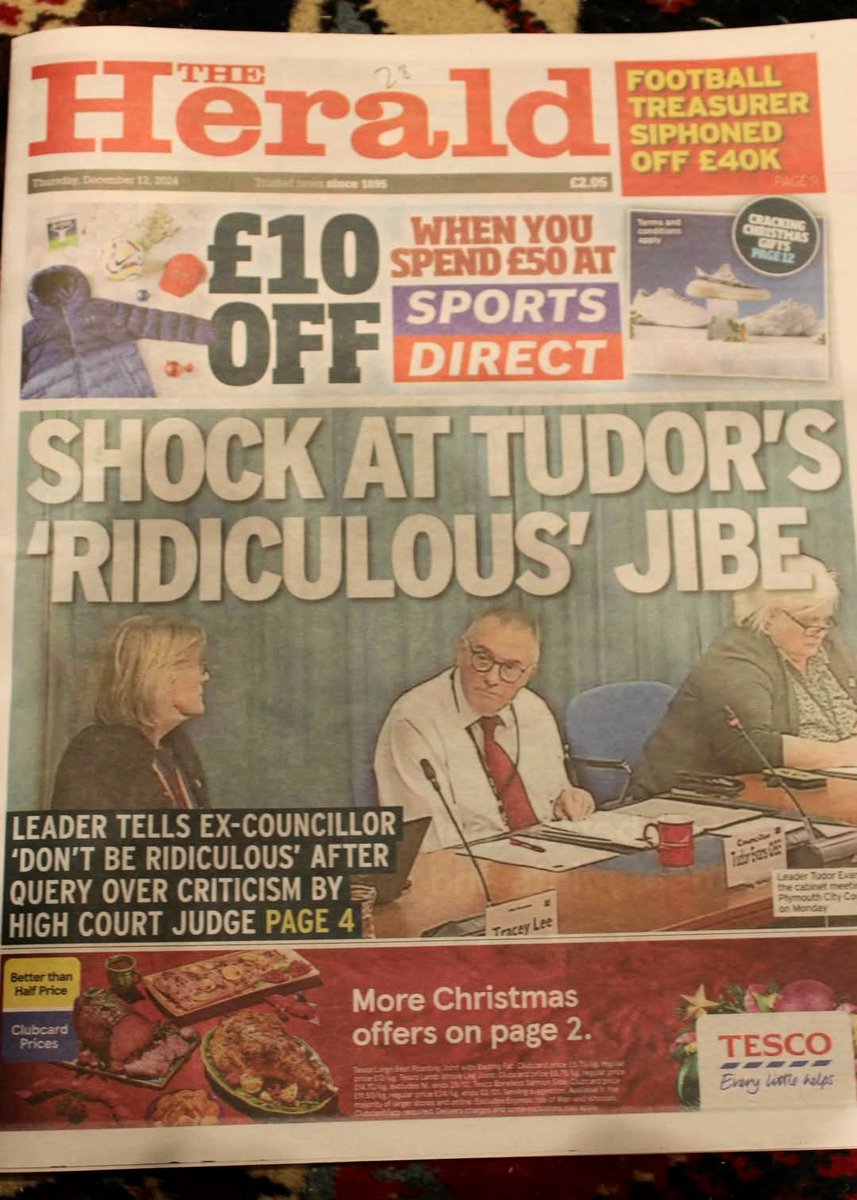 STRAWPlymouth's tweet photo. The council leader's superbly rude response to a question made the front of the Herald. https://t.co/x68OfG1QBk