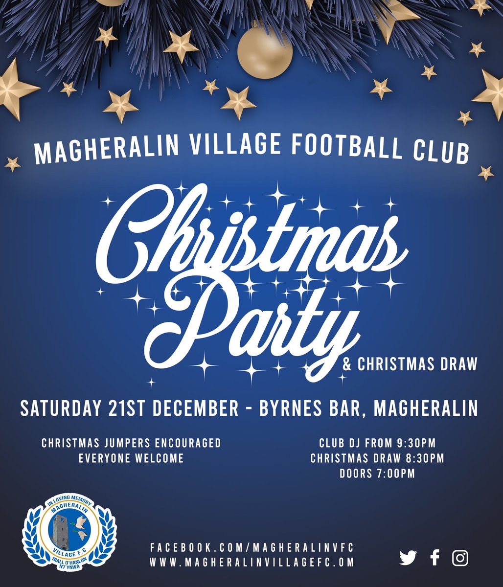 MagheralinVFC's tweet photo. 🎄 𝘾𝙃𝙍𝙄𝙎𝙏𝙈𝘼𝙎 𝘿𝙍𝘼𝙒 𝘼𝙉𝘿 𝙋𝘼𝙍𝙏𝙔 🎄

Just under 2 weeks to go to our annual Christmas Draw and Party. 36 fantastic prizes, including 3 top prizes of £300, £200 &amp; £100 in cash, plenty of restaurant vouchers and much more!

#UppaDucks #N7YNWA https://t.co/6qIVYHDAC3
