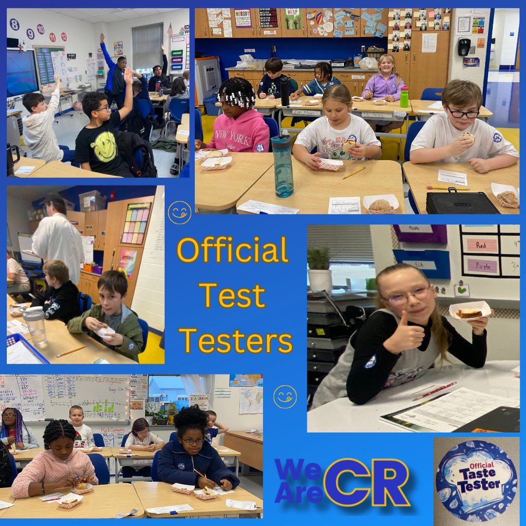 CRFood4U's tweet photo. Yesterday, some lucky 3rd and 5th-grade students at Robinson Elementary participated in a fun and delicious Taste Test! The kids had the chance to sample two potential new entrees - a Cheeseburger Calzone and an EZ Jammer (peanut-free) sandwich. https://t.co/eEKmxYaVX1