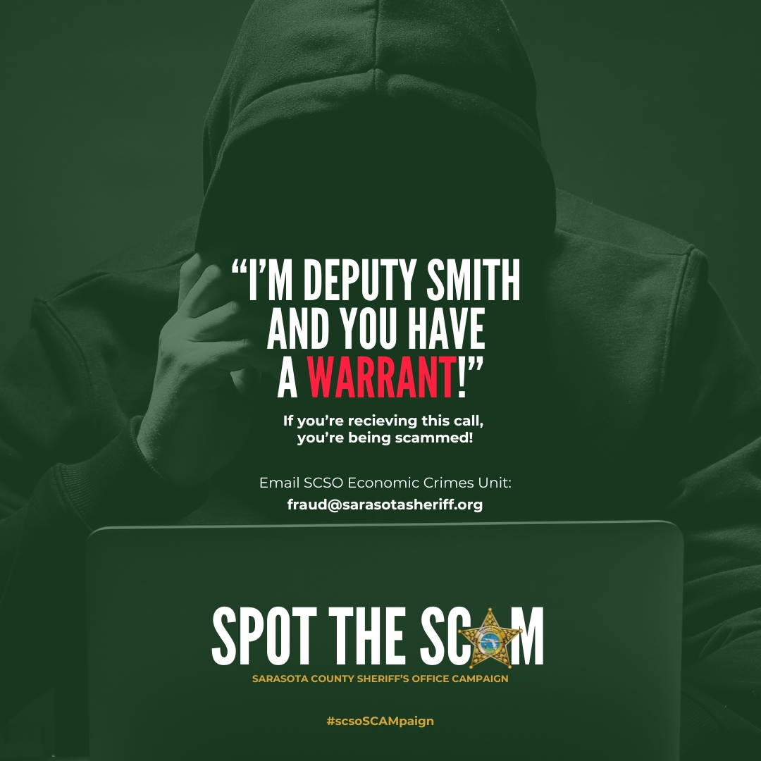 SarasotaSheriff's tweet photo. If you have been scammed, you know what we're talking about! If you haven't -- take notes so you can "SPOT THE SCAM" &amp; avoid the drama &amp; the headache, &amp; keep your money!🤑

Tune in tomorrow for part 2 of our Spot the Scam 10-8 TV episode.📺 

#SpotTheScam #SCAMpaign #TenEightTV https://t.co/CUKQClOnqd