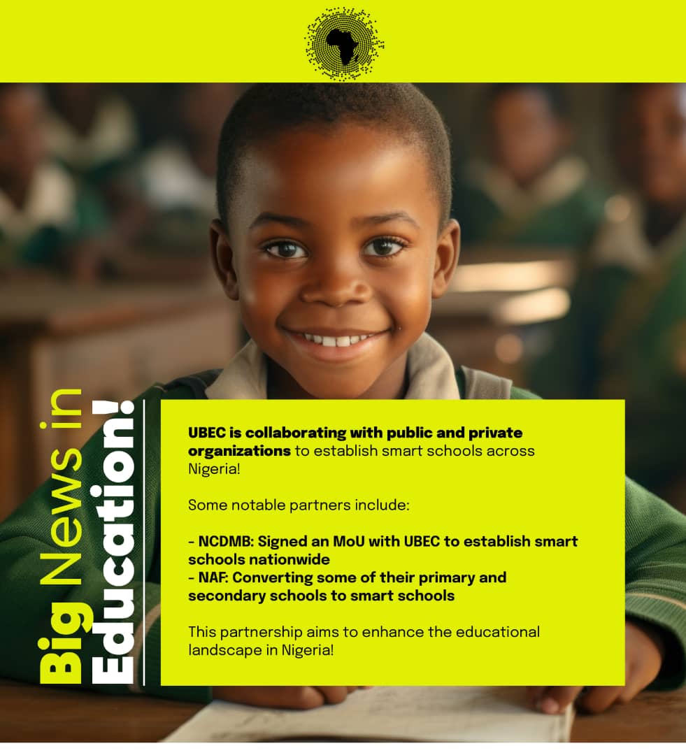 data4devt's tweet image. Enhancing Education in Nigeria:
UBEC collaborates with NCDMB & NAF to establish smart schools.
A big step towards a brighter future!
#SmartSchools #EduData