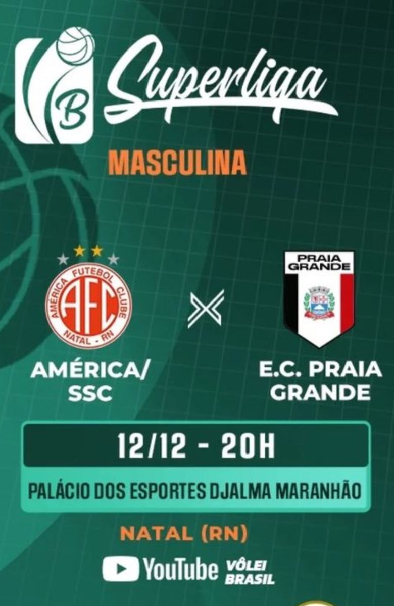 🏐🎙️ Bora de <a href="/SuperligaBVolei/">Superliga B</a> 
Estarei na narração entre América/SSC x Praia Grande
Os comentários serão de Jhonny Katayama. 
Só vamos! 

👉🏼 youtube.com/live/SyflAsDuD…