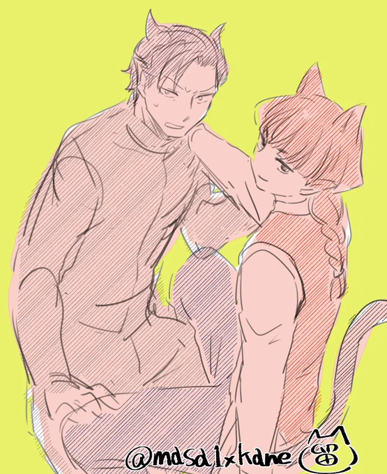 今日のらくがき 下書きのまま…先輩に膝に乗られて迷惑しているエゴくんのカルオペ 