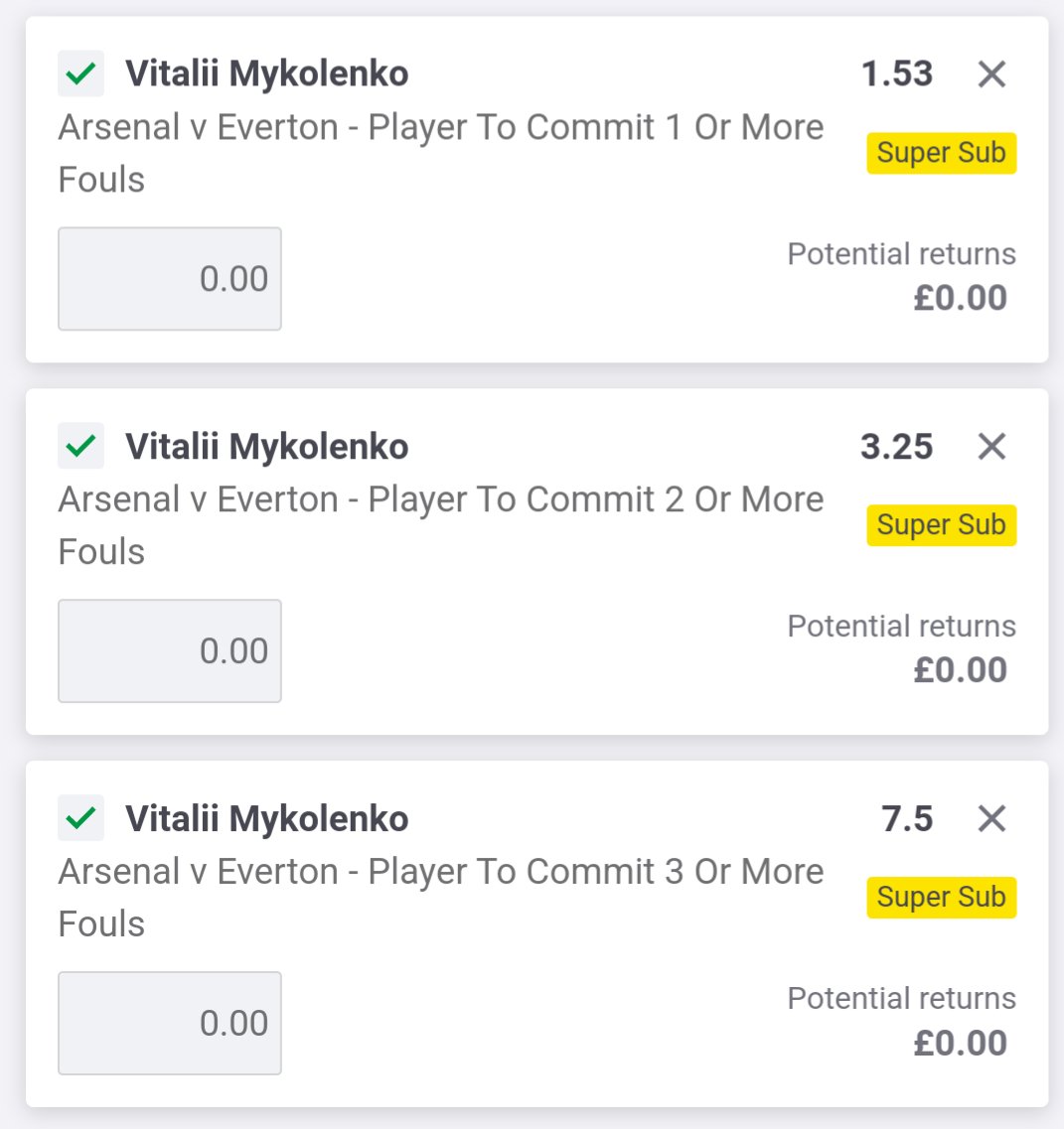 OddsOracleBets's tweet image. Arsenal v Everton

#PremierLeague 🏴󠁧󠁢󠁥󠁮󠁧󠁿 

Vitalii Mykolenko Fouls Ladder 🪜 

1u @ 1.53
0.5u @ 3.25
0.25u @ 7.5

Research below ✏️