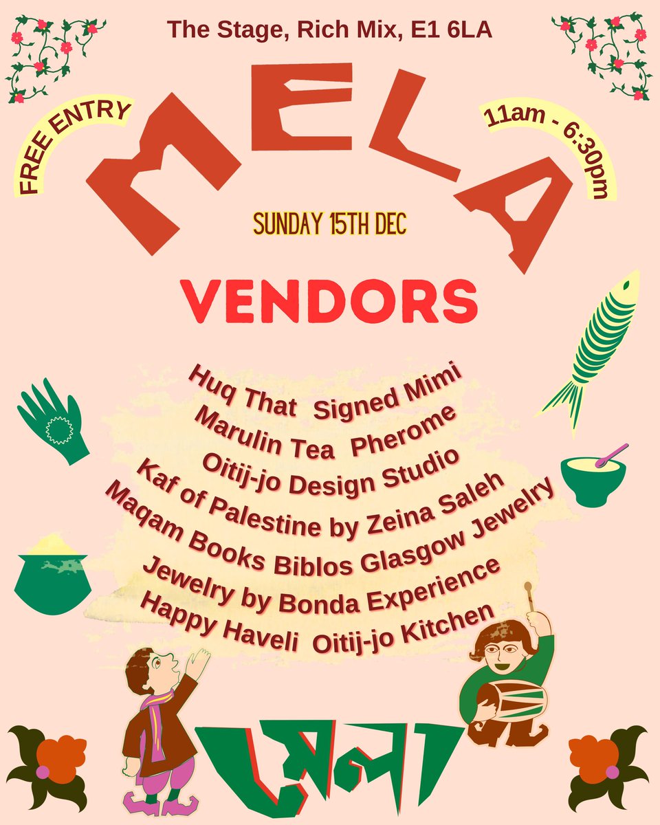 OITIJ-JO WINTER MELA - the last one for the year.  Join us 
Sunday 15th December 
<a href="/RichMixLondon/">Rich Mix</a> 
Free entry 
Open to the Public 11am-6:30pm
Designer Maker stalls
Creative Workshops 
Live Performances
Food from #OITIJJOKitchen