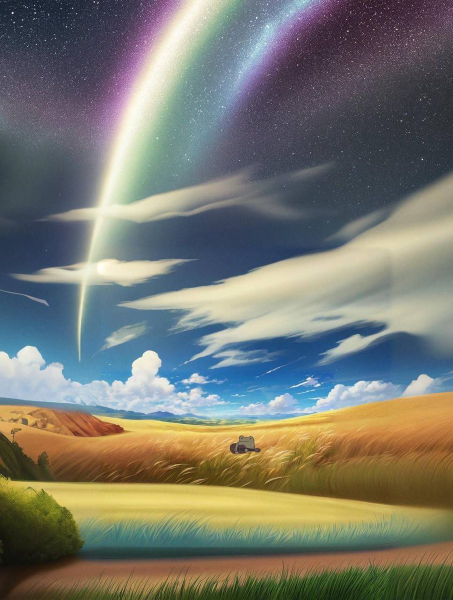 saton3shi's tweet image. Chasing rainbows or sitting still under one, sometimes life’s biggest moments come in the quietest fields. 🌈🎸 #LonerSerenity #FindingMagic $Loner @lonercto