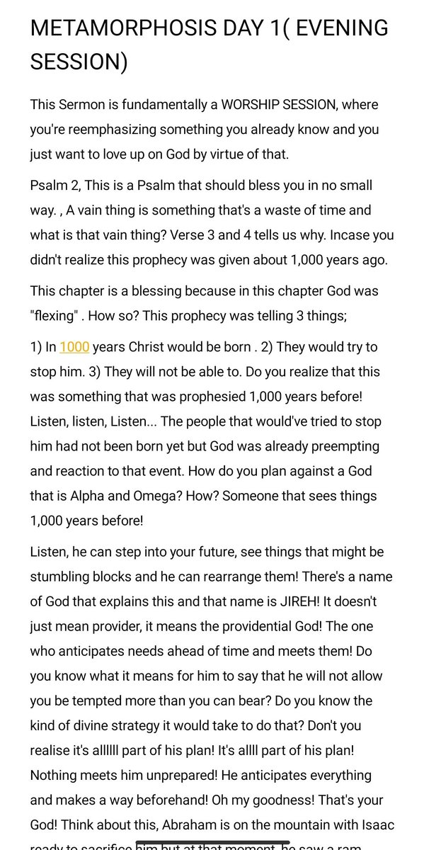 IfeanyiChimezi9's tweet photo. METAMORPHOSIS DAY 1 (Evening session) SERMON NOTES

#Metamorphosis https://t.co/6R1Jcw1ndD