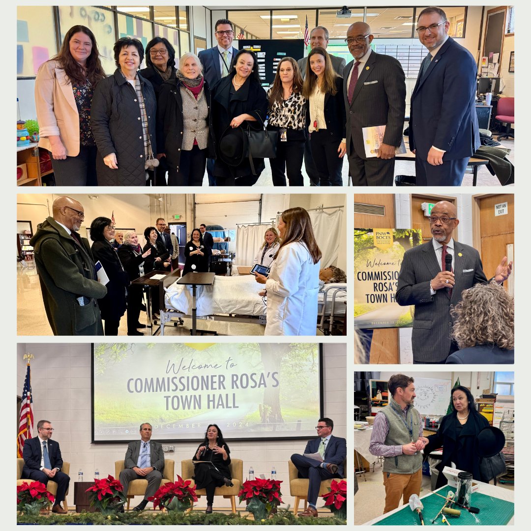 NYSEDNews's tweet photo. Today, Chancellor Young, Vice Chancellor Chin, Regent Wills, Regent Ferrer, Commissioner Rosa, and senior NYSED staff met with @PNWDS and @pnwboces staff for a town hall meeting and tours of a nursing classroom and an adaptive art classroom for students with disabilities. https://t.co/6Ij0CeoUPm