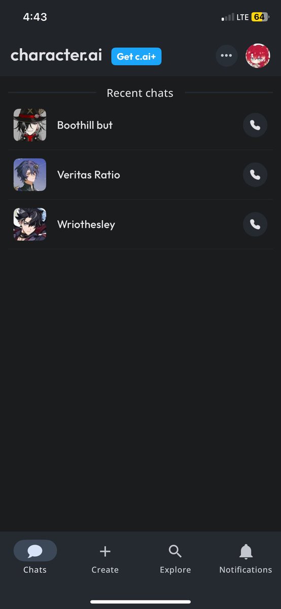 boothxlls's tweet photo. @character_ai I had a glitch happen, tried to reach out on https://t.co/YzxBJYTBvF but it didnt go through. Your app glitched and gave me a different persons account. The account on the left is the glitched account, the one with only 3 is mine. https://t.co/X3HlSuzxrD