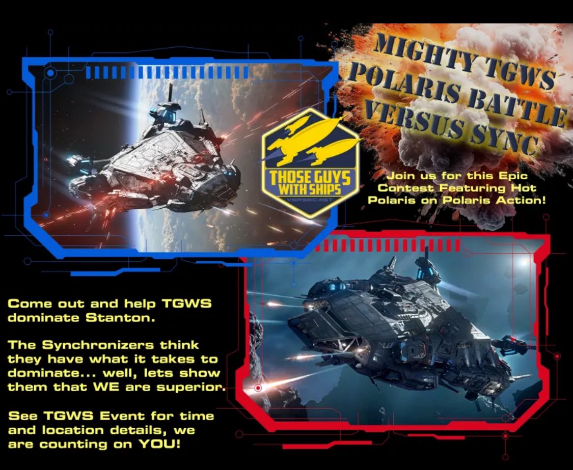 DarisanHurston's tweet photo. Join #TGWS for some Polaris on Polaris action! Saturday after Christmas.  We will be challenging @synchronizerz to a battle!  E Como Mai!! Come join us, Come belong!  https://t.co/5mM7OBuTOT #StarCitizen @Hstaphath1545 https://t.co/FnF05z7gRN