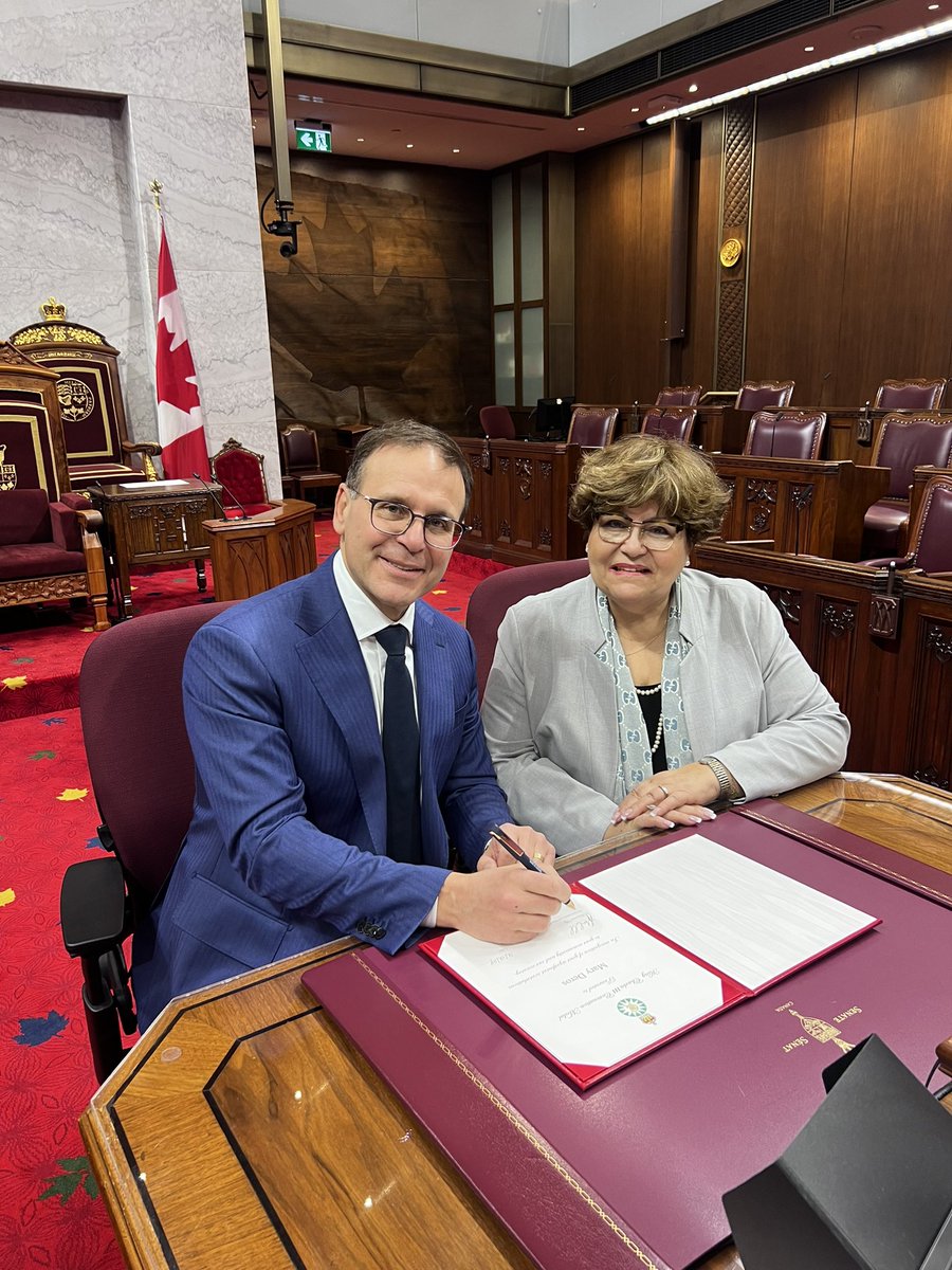SenatorHousakos's tweet photo. Today, I had the immense pleasure of presenting the King Charles III Coronation Medal to an incredibly deserving Canadian, community leader, longtime Councillor for Montreal’s ParcEx, and my dear friend Mary Deros.  WATCH:
