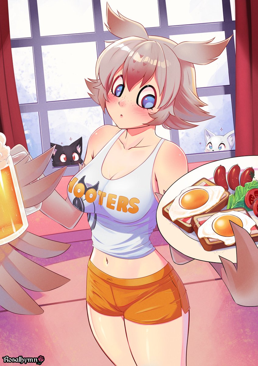 Rosalhymn's tweet photo. Mimiro serving up some delicions (selfmade???) eggs
#mimiro #Hooters #InterspeciesReviewers #IshizokuReviewers #breakfast #anime #animegirls #fanart https://t.co/yhHJdsUgy6