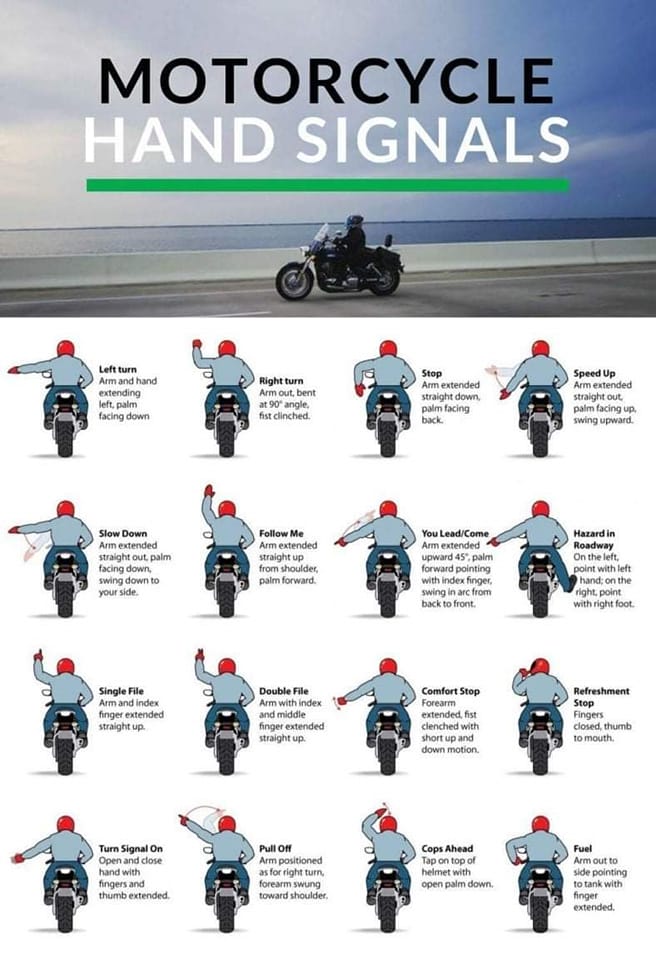 ridesafeindiana's tweet image. Getting out for a ride this weekend? Remember to use clear, visible hand signals! #rsi #ridesafeindiana #handsignals