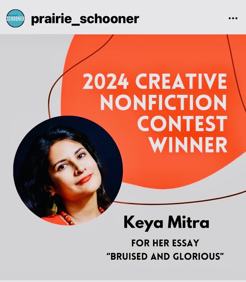 KeyaWrites's tweet photo. So honored to win Prairie Schooner's Summer Nonfiction Contest! Grateful to judge @SafiyaSinclair (How To Say Babylon) for her kind words: “This essay is a beautiful, brilliantly moving work...I came away wanting to stay with this writer…to walk the rest of the way with her.” https://t.co/LnRjyQDDh0