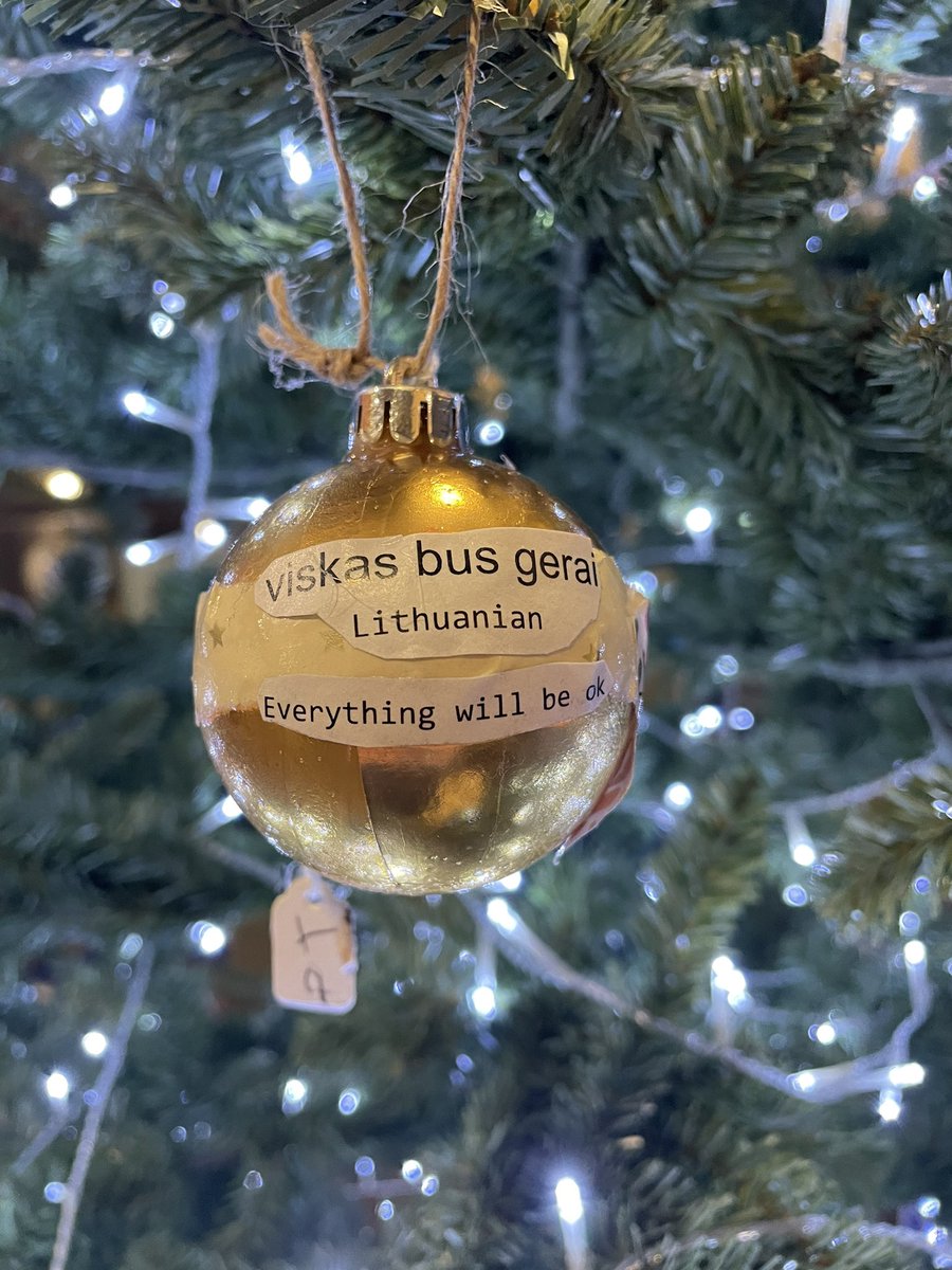 earmstronglib's tweet image. Tree decorations using positive words and messages in the languages of our students. Such a lovely idea and they look beautiful @CLV_ART