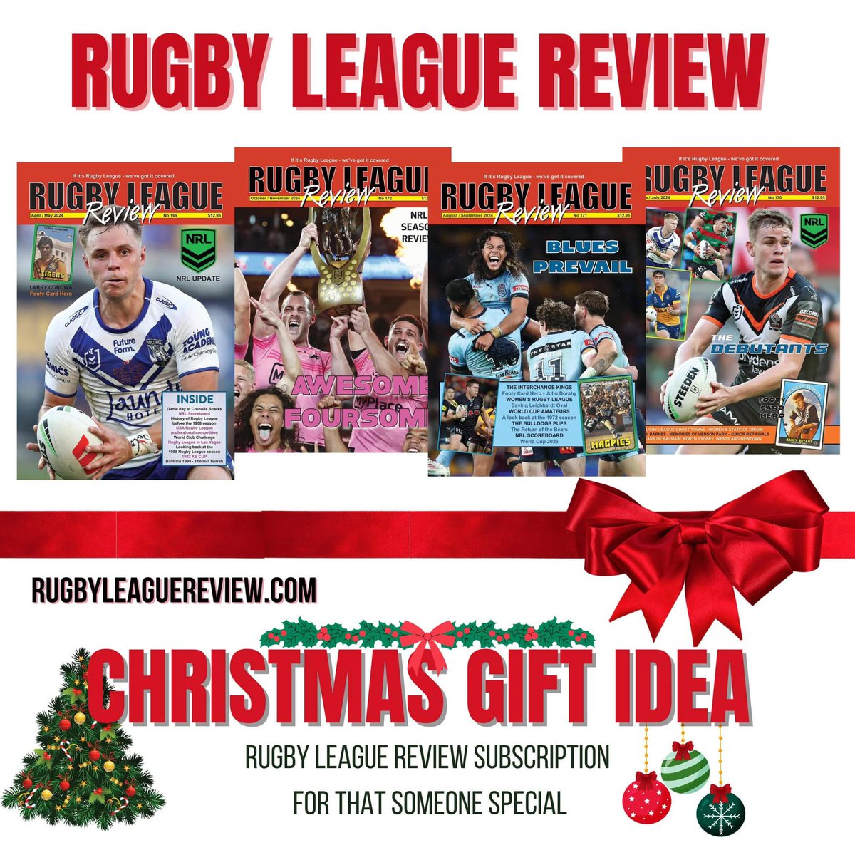 RL_Review's tweet image. Stuck for a Christmas 🎄gift ??
Give them a Rugby League Review subscription.

Subscribe at bit.ly/3ObJ9ZC