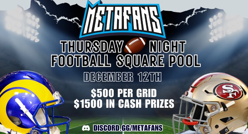 metafansnft's tweet photo. $1500 in cash prizes , 4x a week, every week in football season. You still fading Metafans? https://t.co/QzEnpkYyeW