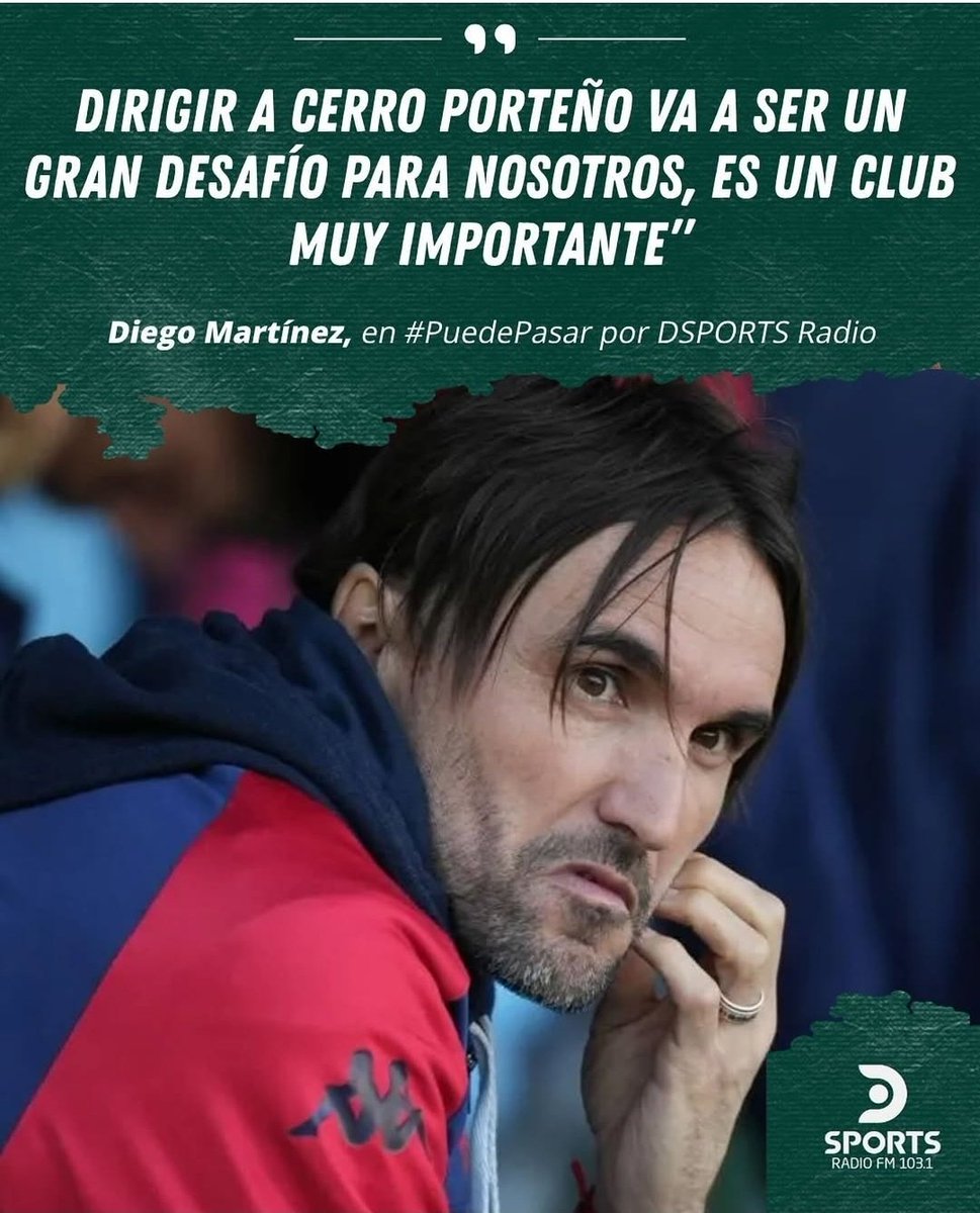 vicsostoa's tweet photo. Habló Diego
El nuevo entrenador de @CCP1912oficial en comunicación con una radio FM de su país se refirió a su nuevo desafío.
#FM103.1
#ELSONIDODELDEPORTE https://t.co/FaVq1BgR4q