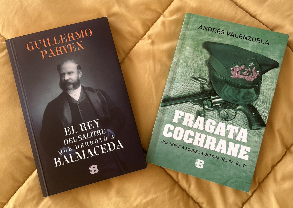 lhenriquezg's tweet photo. “Fragata Cochrane” (2024) by Andrés Valenzuela &amp; “El Rey del Salitre que Derrotó a Balmaceda” (2020) by Guillermo Parvex; “la guerra afecta la vida de maneras particulares, nunca para bien” #Literatura #Libros #GuerraDelPacífico #GuerraCivil #Chile #FragataCochrane #ReyDelSalitre https://t.co/tU7BWT9rv3