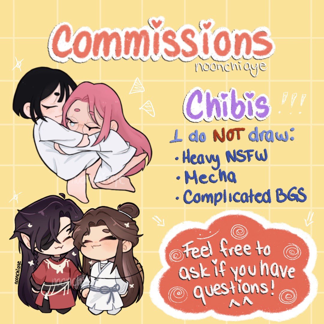 🌸 Commissions are OPEN 🌸
RT’s are appreciated + DM for any questions 📩 

Chibi Sheet 🌸 (2/4) 
More below!