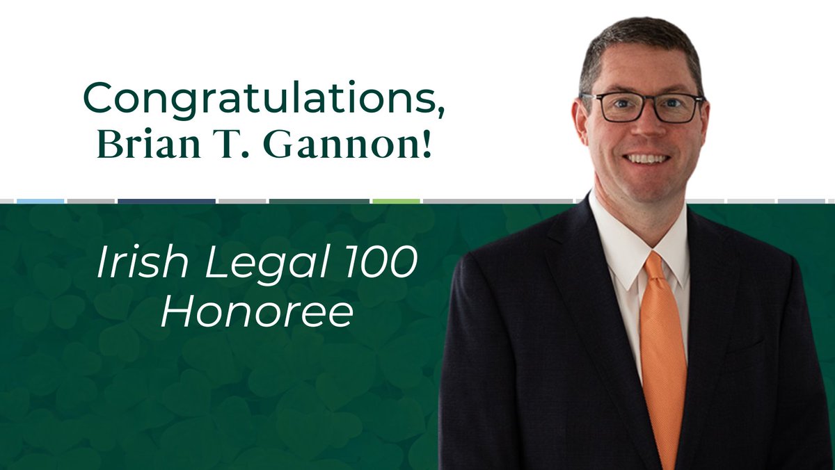 Reminger's tweet image. We are proud to announce that our President and Managing Partner, Brian Gannon, has been named to the 2024 Irish Legal 100.