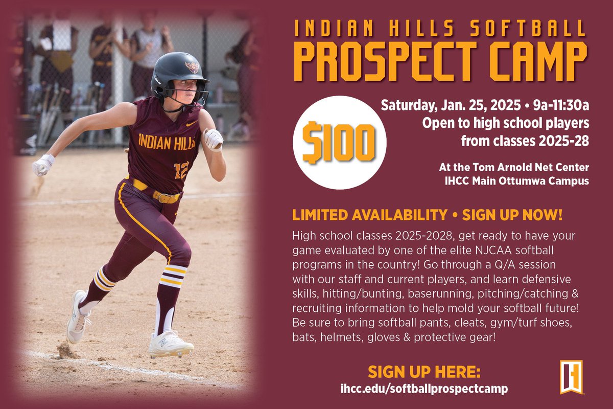 WarriorSoftball's tweet photo. Camp Dates‼️

Come have some fun with our players and coaches! 🥎

Any questions please reach out to kenadie.buysse@indianhills.edu https://t.co/QUC92vkYHF