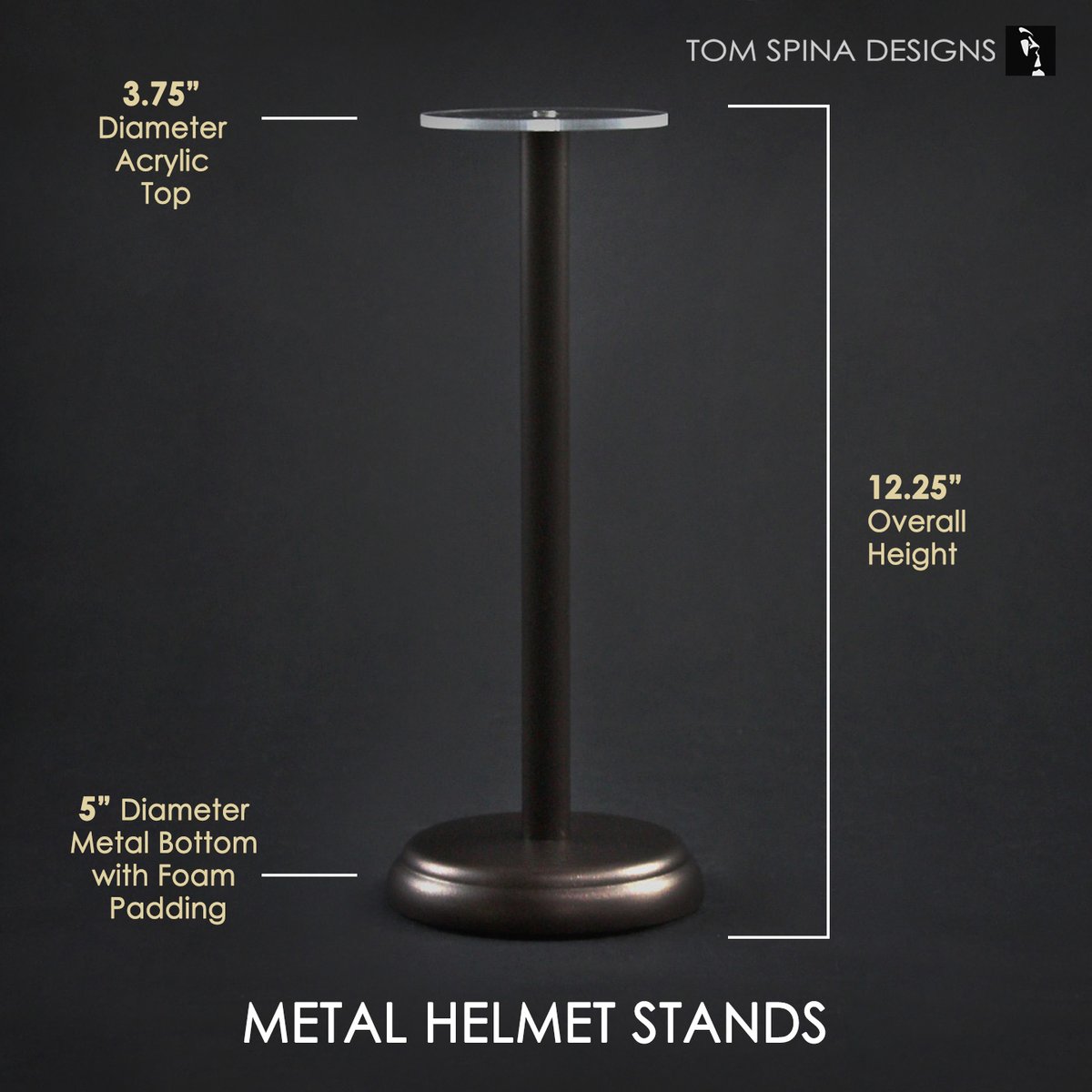TomSpinaDesigns's tweet photo. Very limited supply of our METAL HELMET STANDS are now in stock and ready to take your collectible helmet, mask, or hat to the next level of display! Shop now: https://t.co/EaObLpD8T0
#display #movieprops #collector #propcollector #helmetstand #TomSpinaDesigns https://t.co/rXoSO88kGJ