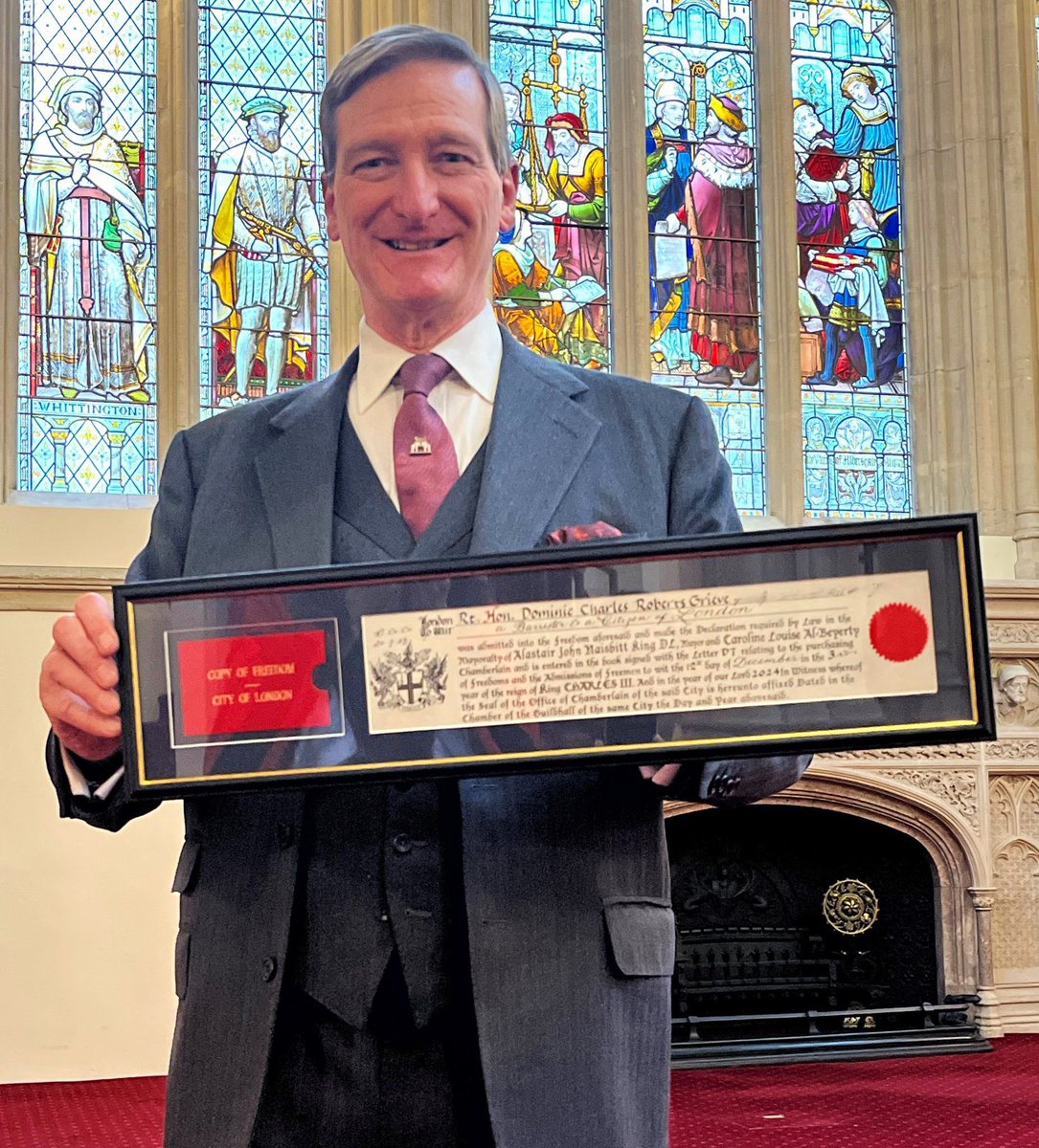 Dominic Grieve (@dominicgrieve_) on Twitter photo A joyous day for me in becoming a Freeman of the City of London by nomination. I have lived in London all my life and worked in the Temple in the  heart of the City from 1980 to entering Parliament and again today. So it was a great pleasure and privilege to be sworn in with A joyous day for me in becoming a Freeman of the City of London by nomination. I have lived in London all my life and worked in the Temple in the  heart of the City from 1980 to entering Parliament and again today. So it was a great pleasure and privilege to be sworn in with