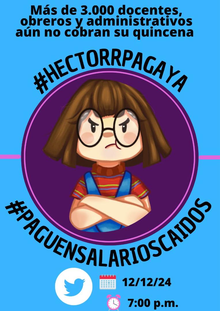 dccolectivo's tweet photo. "¡Unámonos en exigir el pago inmediato de las quincenas, bono de guerra y aguinaldos a los maestros venezolanos! Únete a la campaña de apoyo al sector educación, #HectorRPagaYa y #PaguenSalariosCaidos https://t.co/woCfz5sepe