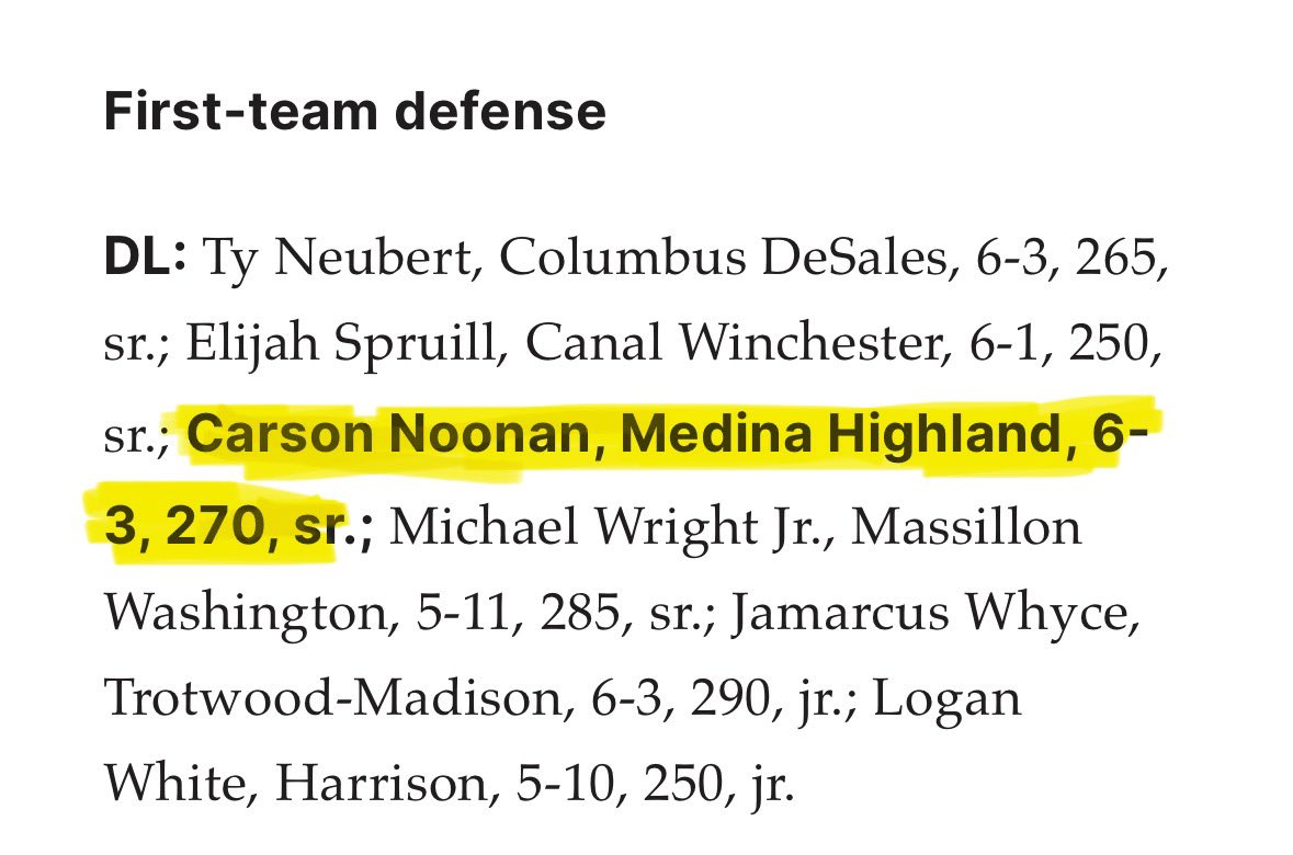 Blessed to be named First Team All-Ohio for defense! <a href="/CoachGibbons40/">Mike Gibbons</a> @HHSFootball2024