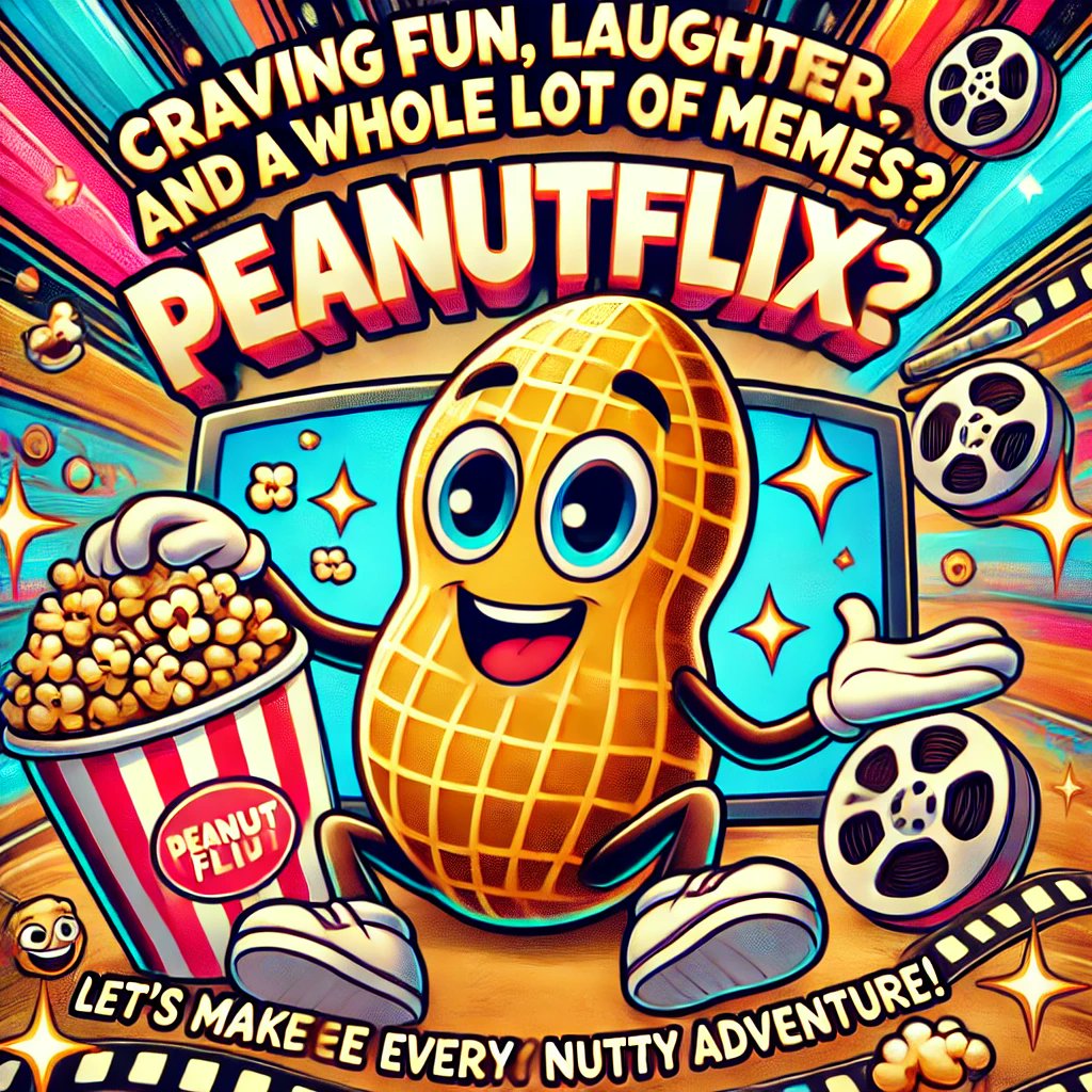 PEANUTFLIX's tweet photo. Craving fun, laughter, and a whole lot of memes?🌰🎬 Peanutflix has got you covered! Get ready to snack on entertainment like never before. Let's make every moment a nutty adventure!  #Peanutflix #PFLX #MemeCoin #SnackTime #MemeFi #cryptocurrency #CryptoRevolution #Web3Community https://t.co/ygR6ZCDIrv
