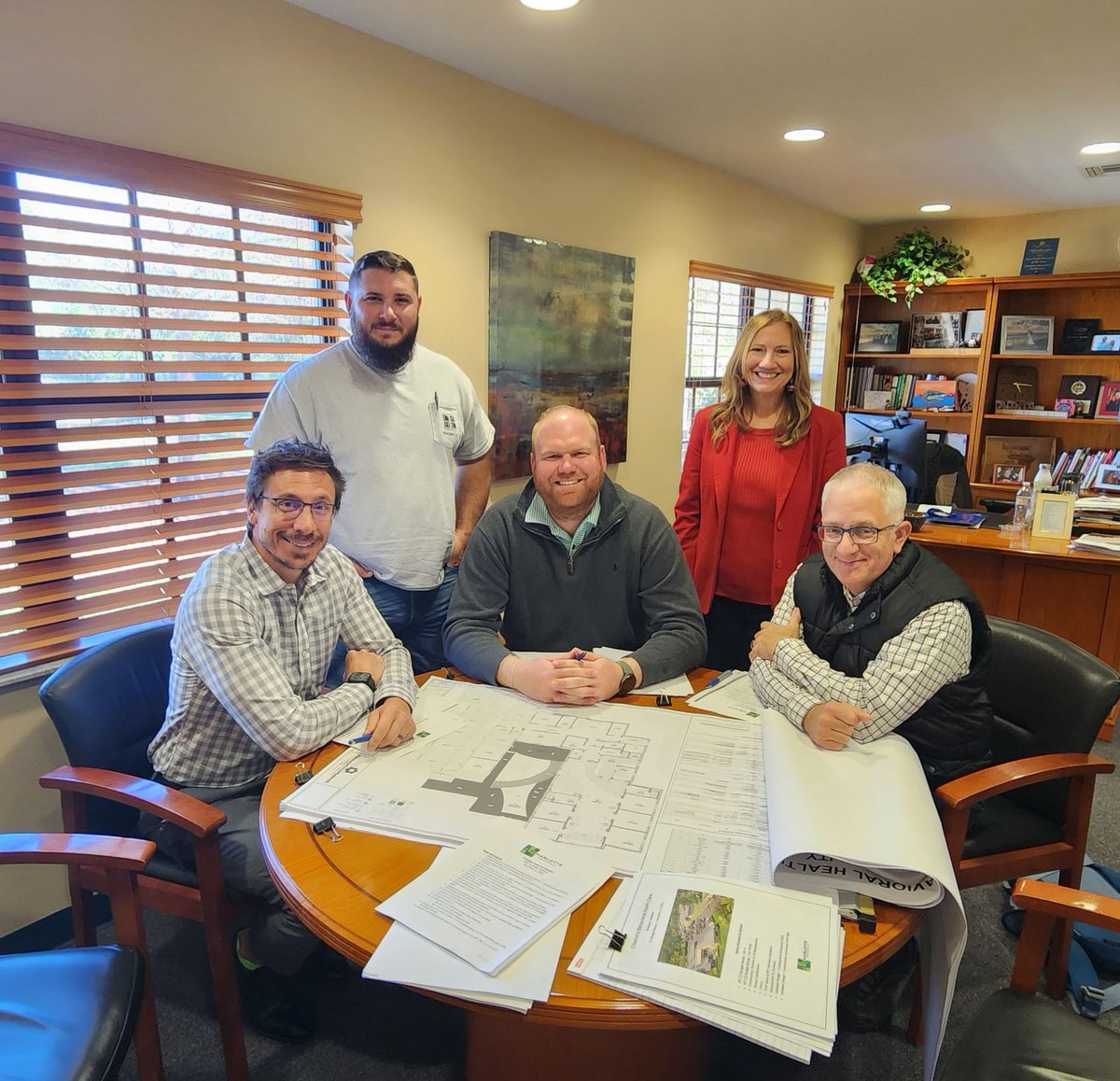 cbhcfl's tweet photo. A portion of our leadership team recently met with JECharlotte Construction to finalize the construction plans for the development of our expanded CSU and new Marchman wing. These plans are set to break ground in early Q2.  #AnswertoAddiction #CBHCCares #SWFL #Florida https://t.co/oPQ2JO5JYc