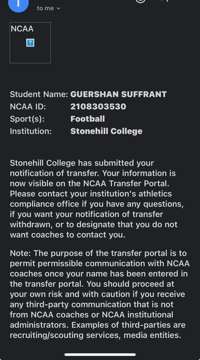 GuershanS's tweet image. Thank you Stonehill. I will officially be entering the portal with 2 years of eligibility left.